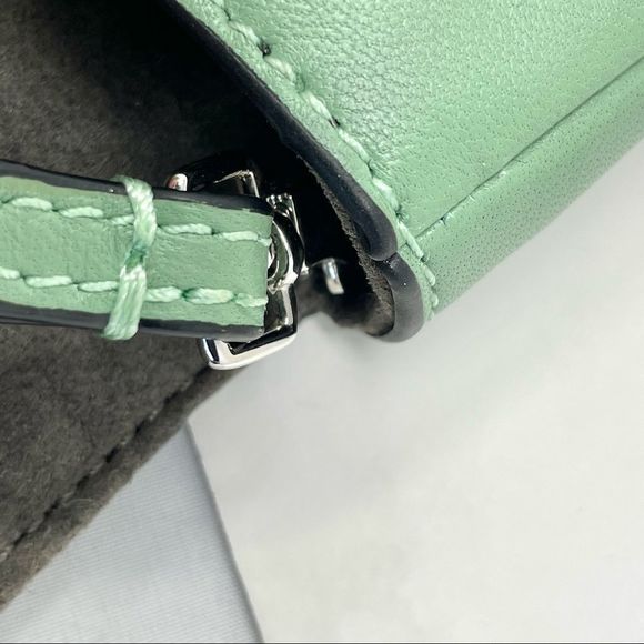 FENDI Monster Micro Baguette Mint Leather Crossbody Bag w/RFID - Picture 9 of 17